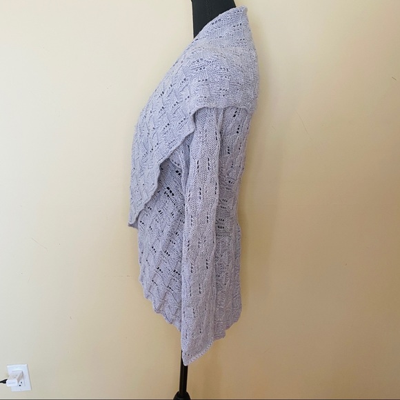 Size L | Gray Ruffle Knit Wrap Sweater - Picture 3 of 7